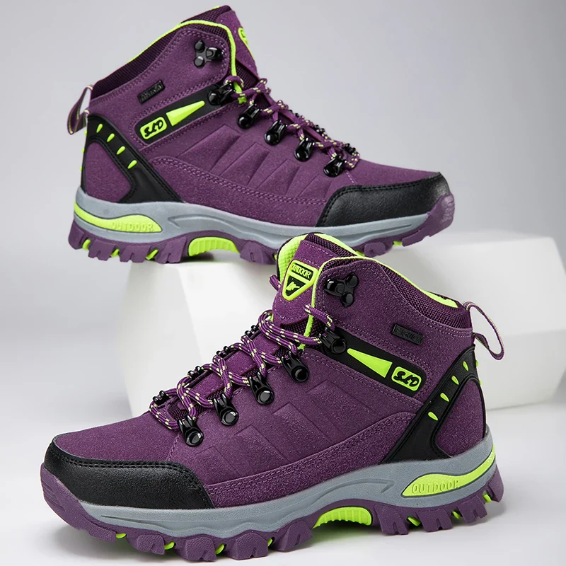 Chaussure de randonnée pour femme de couleur violet et jaune – Image 2