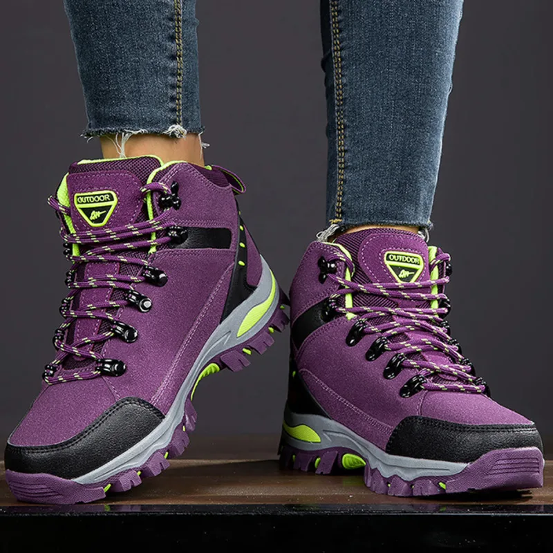 Chaussure de randonnée pour femme de couleur violet et jaune – Image 4